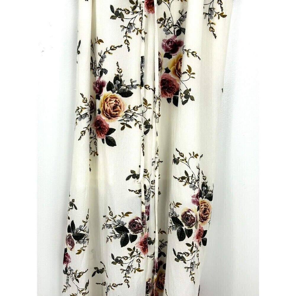Showpo Womens Size 14 Cream Floral Wrap Coss Maxi Dress Cap Sleeves Flowy T4 - Picture 7 of 12
